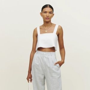 Reformation NWT Lorin Linen Crop Top in Oatmeal size M